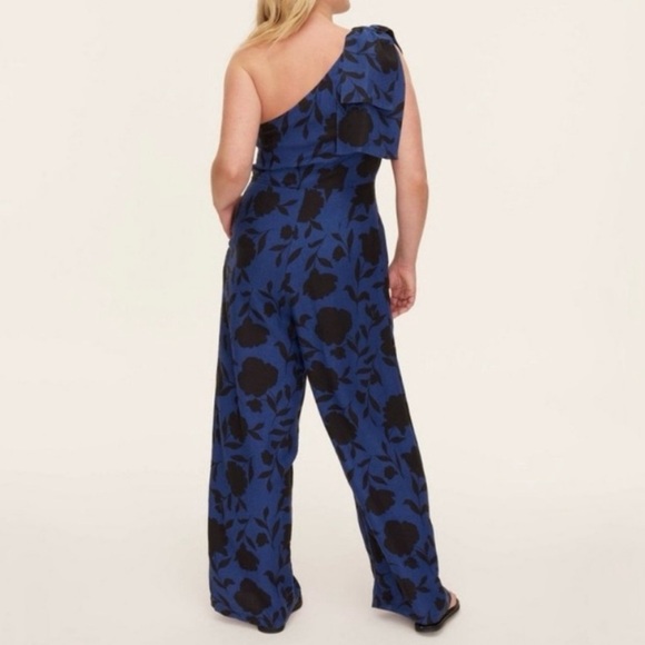 Kate Spade X Target Classic Rose One Shoulder Blue Black Jumpsuit size 6 8 - Picture 3 of 11